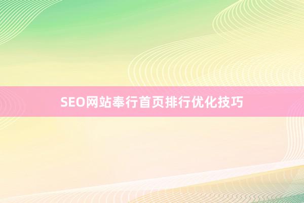 SEO网站奉行首页排行优化技巧